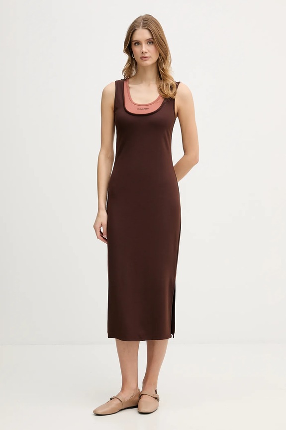 Calvin Klein Jeans sukienka casual brązowy LV047E220G
