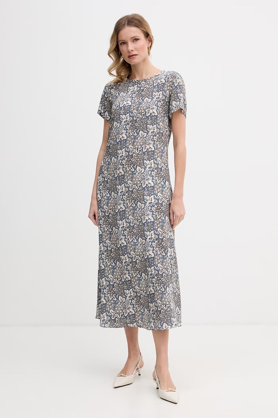 Weekend Max Mara rochie de mătase CRESPO midi albastru 2615221042600