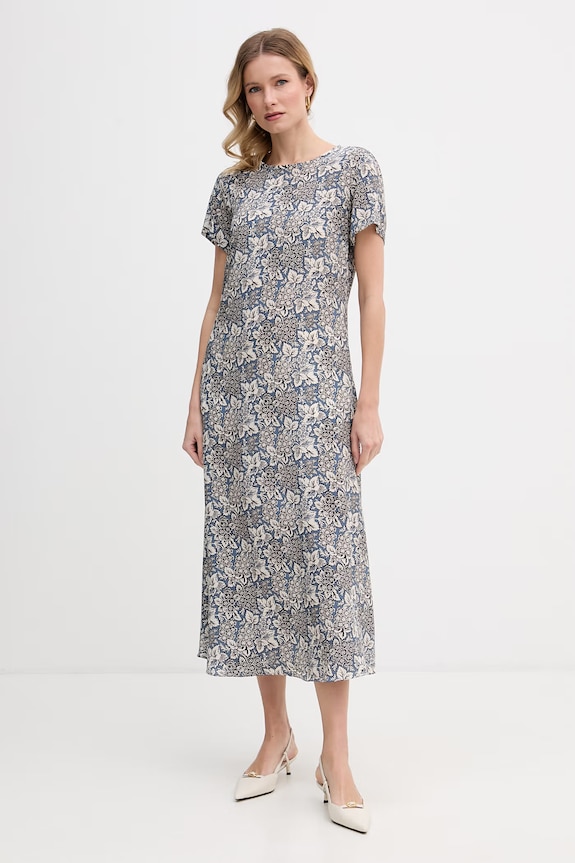 Weekend Max Mara rochie de mătase CRESPO midi albastru 2615221042600