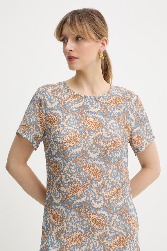 Weekend Max Mara sukienka jedwabna CRESPO niebieski 2615221042600