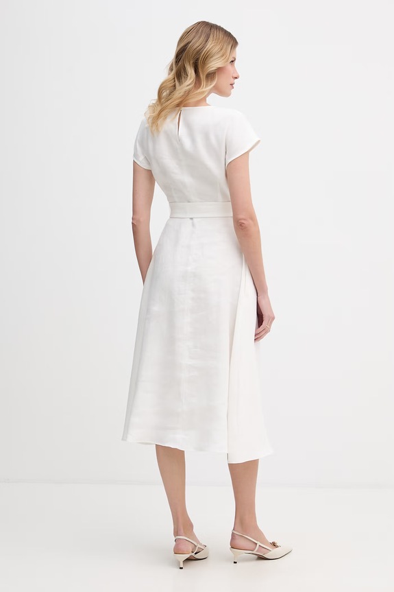 Odzież Weekend Max Mara sukienka lniana ESORDIO 2615221052600 biały