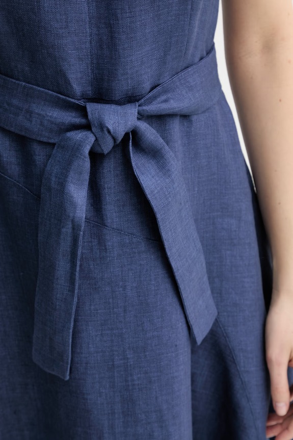 Weekend Max Mara sukienka lniana ESORDIO 2615221052600 granatowy