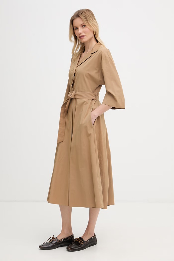 Odzież Weekend Max Mara sukienka letnia bawełniana PADANA 2615221062600 beżowy