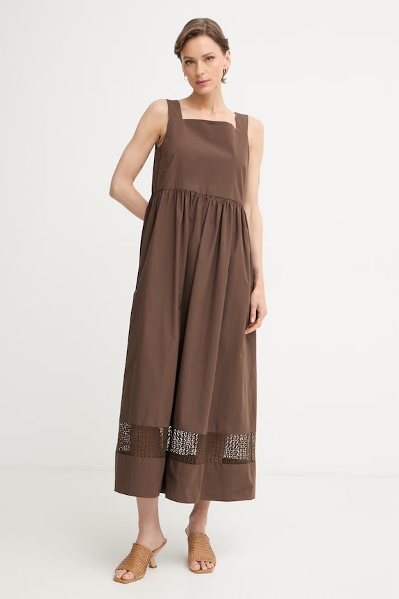 Weekend Max Mara šaty bavlnené GOLA hnedá 2615221082600
