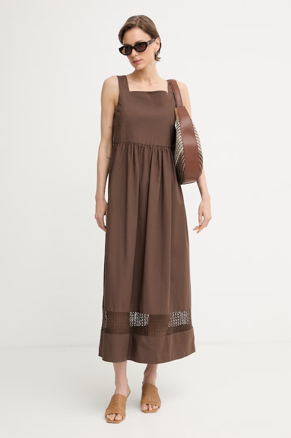 Weekend Max Mara šaty bavlnené GOLA 2615221082600 hnedá SS26