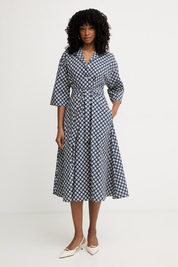 Weekend Max Mara vestito in cotone UNIGENO blu navy 2615221102600