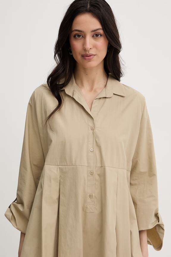 Weekend Max Mara rochie din bumbac SEGGIO bej 2615221132600