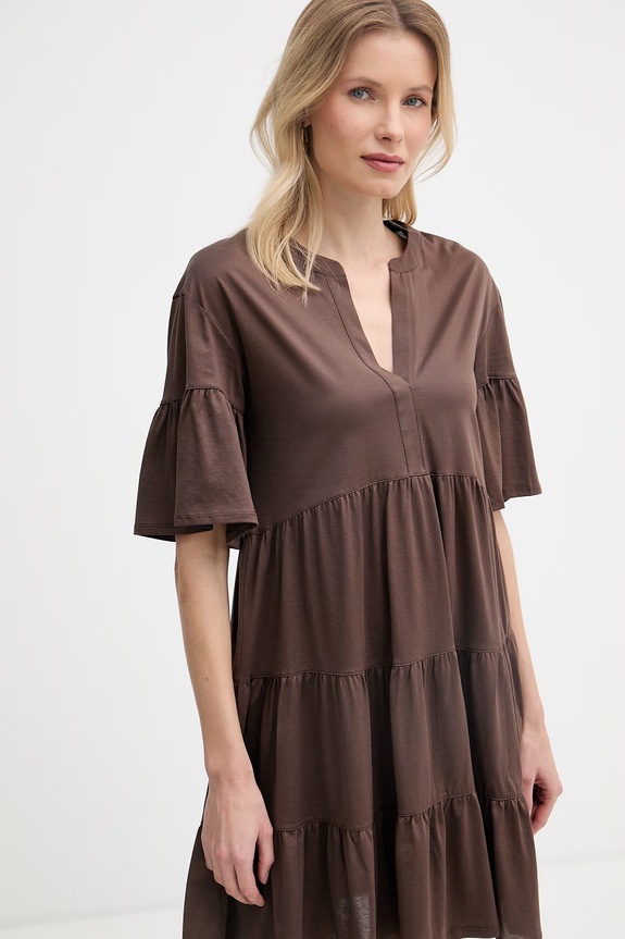 Weekend Max Mara sukienka letnia bawełniana SAGGINA brązowy 2615621042600