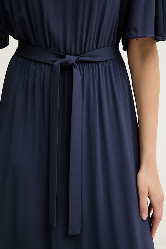 Weekend Max Mara šaty s viskózou DIVO 2615621062600 tmavomodrá
