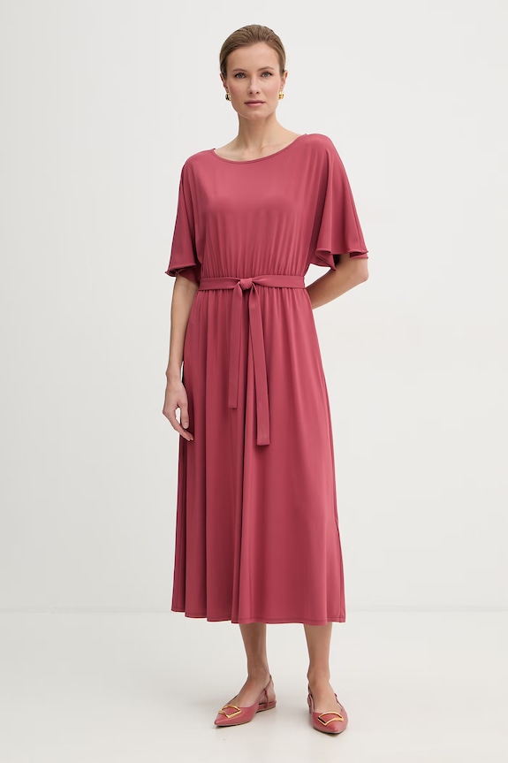 Weekend Max Mara šaty s viskózou DIVO burgundské 2615621062600