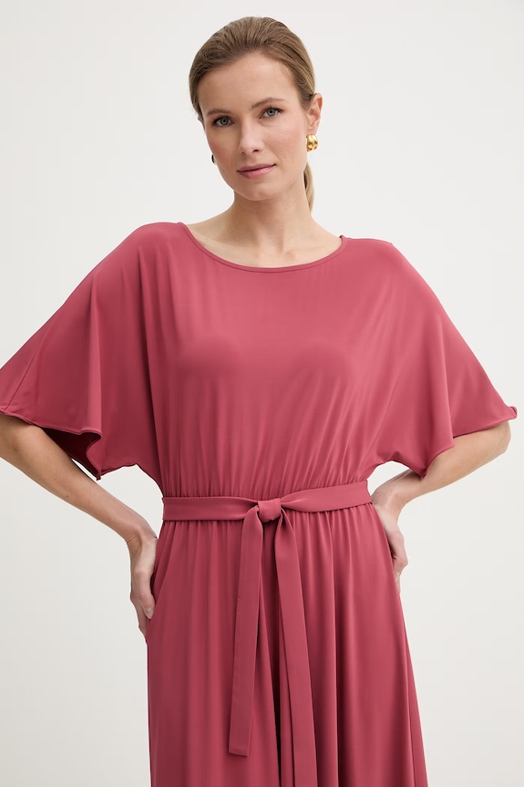Weekend Max Mara šaty s viskózou DIVO burgundské 2615621062600