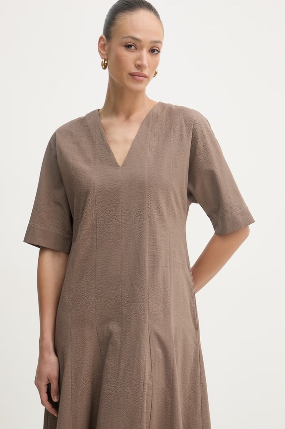 MM by Max Mara obleka A-kroja bombažna PANINO rjava 2616221028600