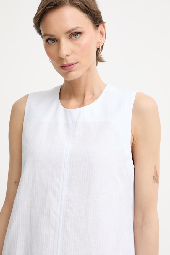 MM by Max Mara nyári ruha lenvászonnal SORRISO fehér 2616221058600