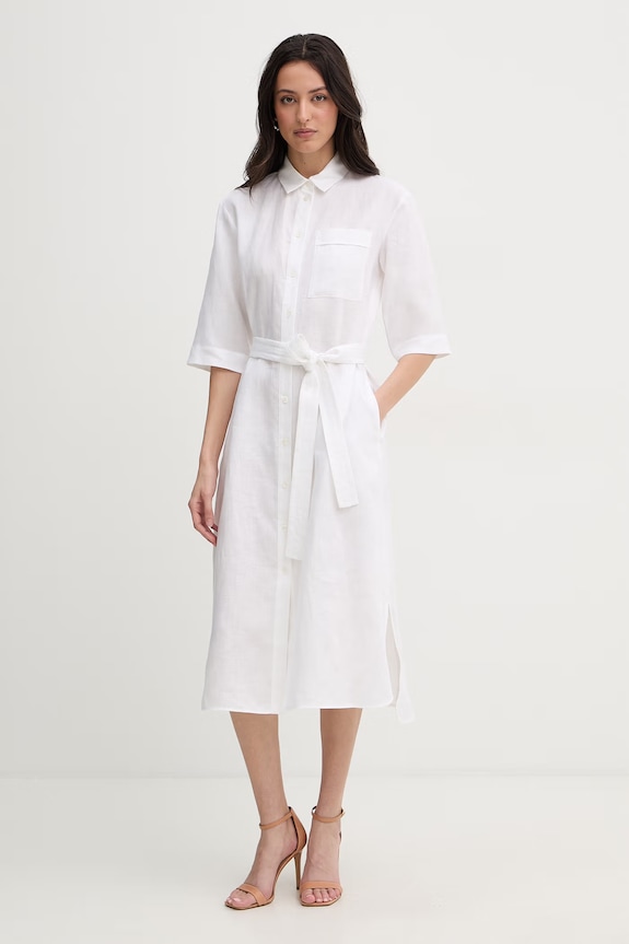 MM by Max Mara sukienka letnia lniana TABELLA biały 2616221068600
