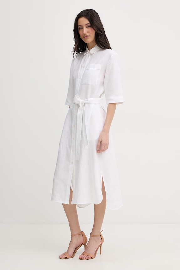 MM by Max Mara sukienka letnia lniana TABELLA 2616221068600 biały SS26