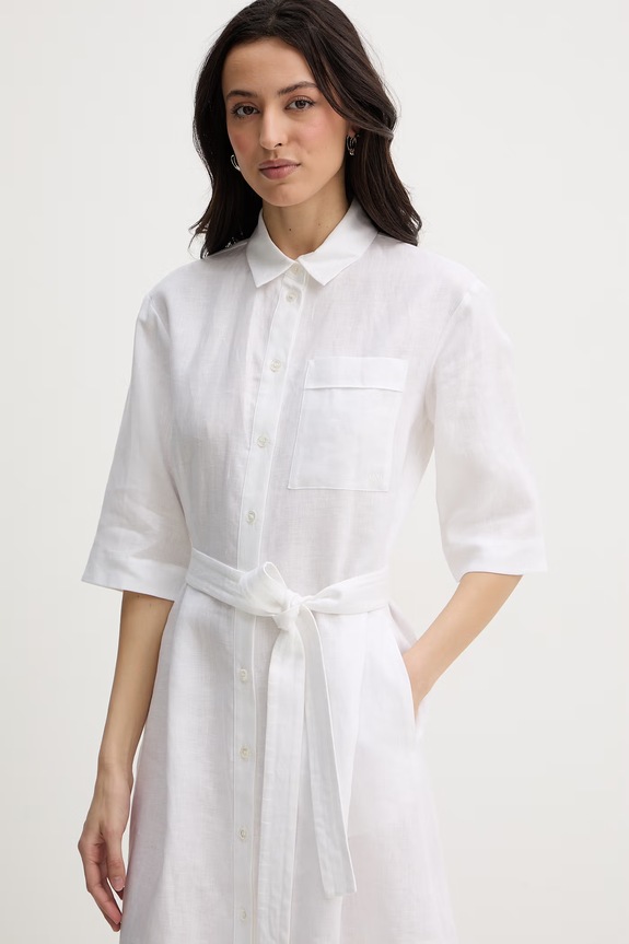MM by Max Mara sukienka letnia lniana TABELLA biały 2616221068600