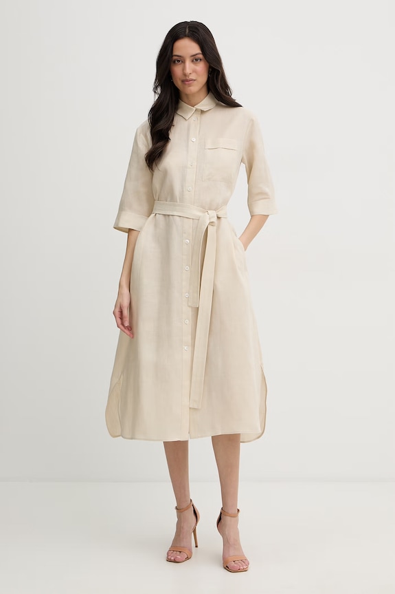 MM by Max Mara sukienka letnia lniana TABELLA beżowy 2616221068600