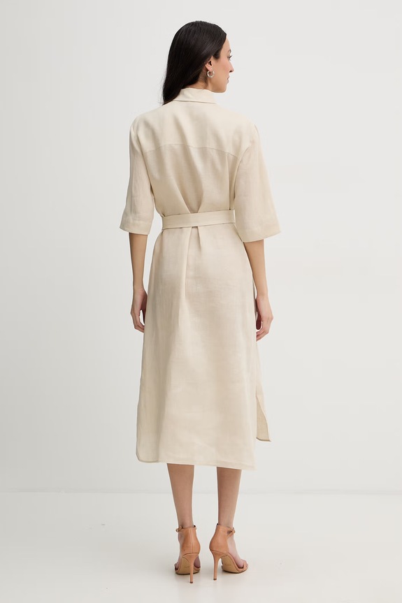 Odzież MM by Max Mara sukienka letnia lniana TABELLA 2616221068600 beżowy