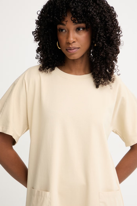 MM by Max Mara φόρεμα με βαμβάκι ONORE μπεζ 2616621018600