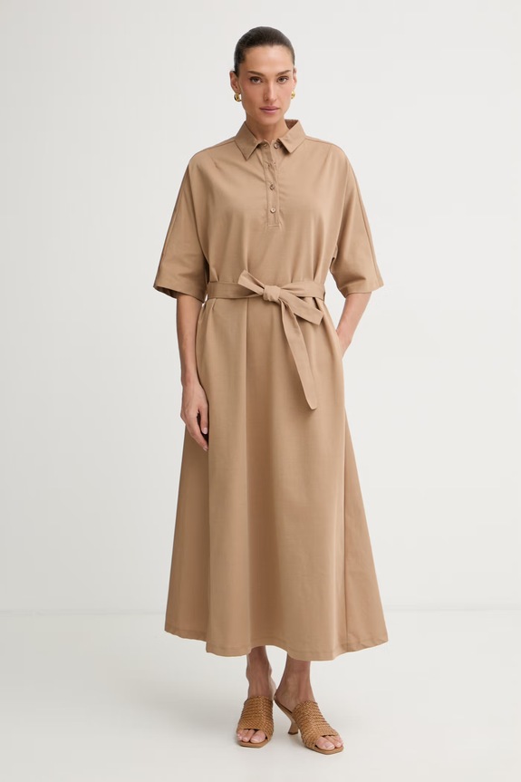 MM by Max Mara літня сукня з бавовною ALBERO бежевий 2616621028600
