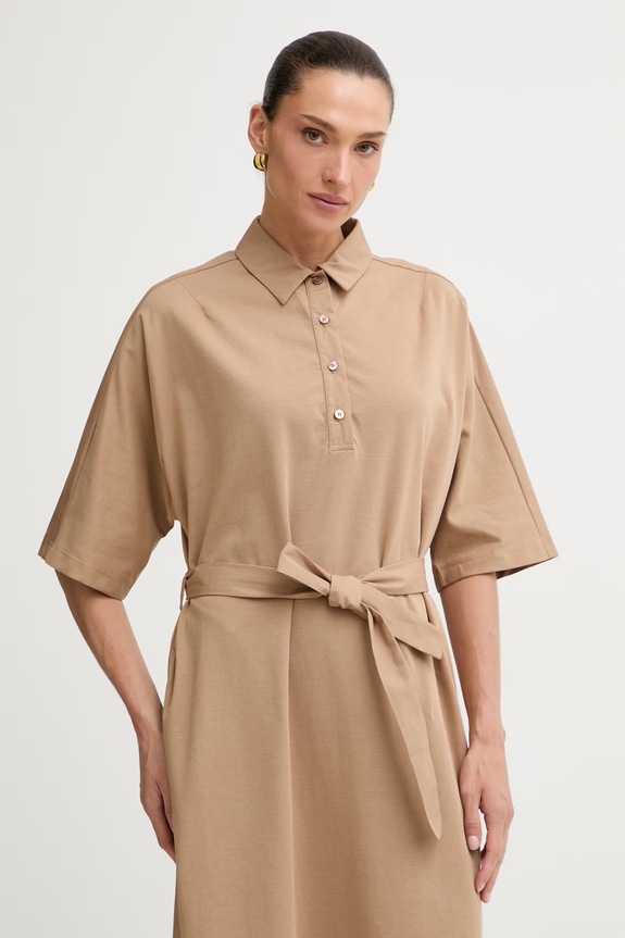 MM by Max Mara літня сукня з бавовною ALBERO бежевий 2616621028600