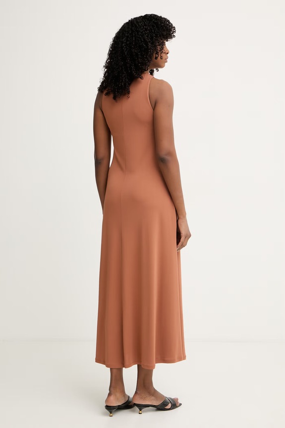Oblačila MM by Max Mara obleka viskozna BOSSO 2616621038600 rjava