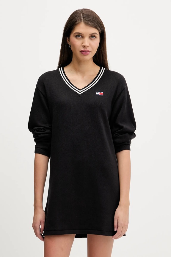 Tommy Jeans sukienka bawełniana casual czarny DW0DW21909