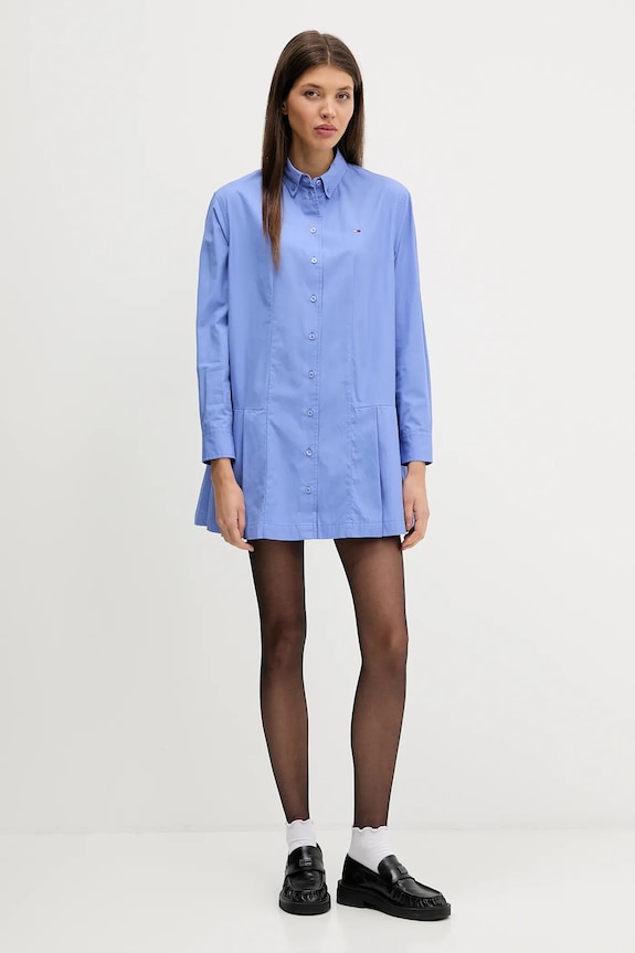 Tommy Jeans sukienka bawełniana DW0DW21947 niebieski SS26