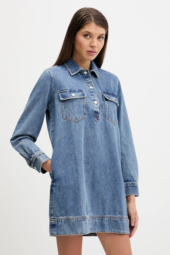 Tommy Jeans rochie jeans fixat bleumarin DW0DW22077