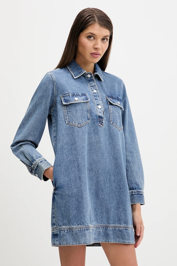 Tommy Jeans rochie jeans fixat bleumarin DW0DW22077