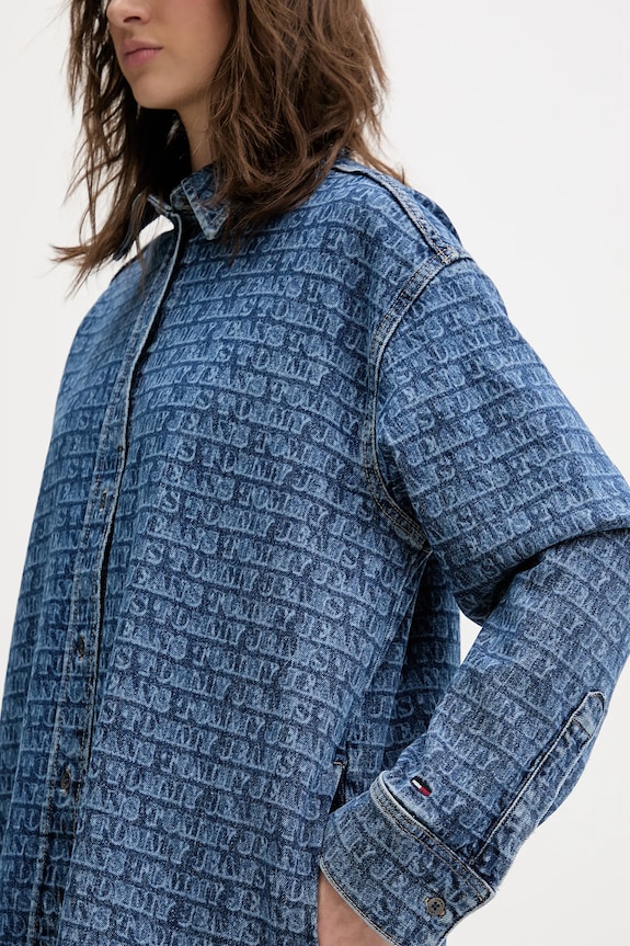 Rifľové šaty Tommy Jeans DW0DW22492 modrá
