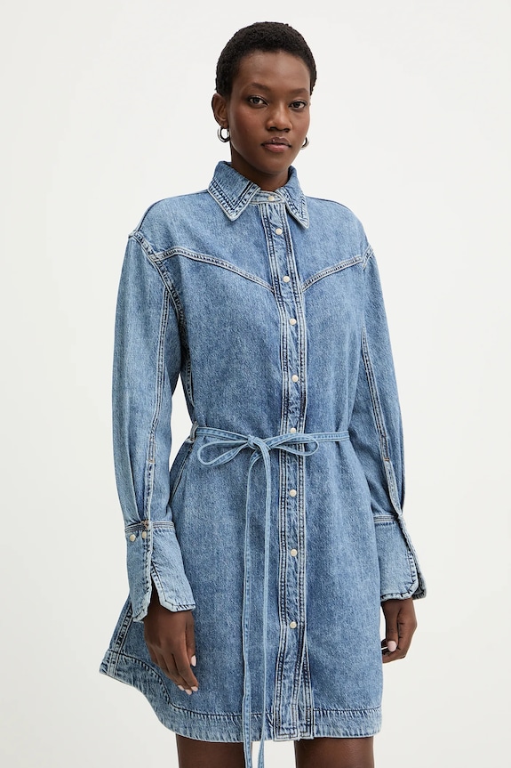 BOSS Orange sukienka jeansowa C SHIRTDRESS bawełna niebieski 50557046