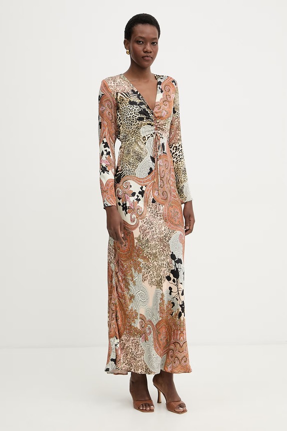 Marciano by Guess sukienka z wiskozy GWENDA G6GK12.W1780 brązowy SS26