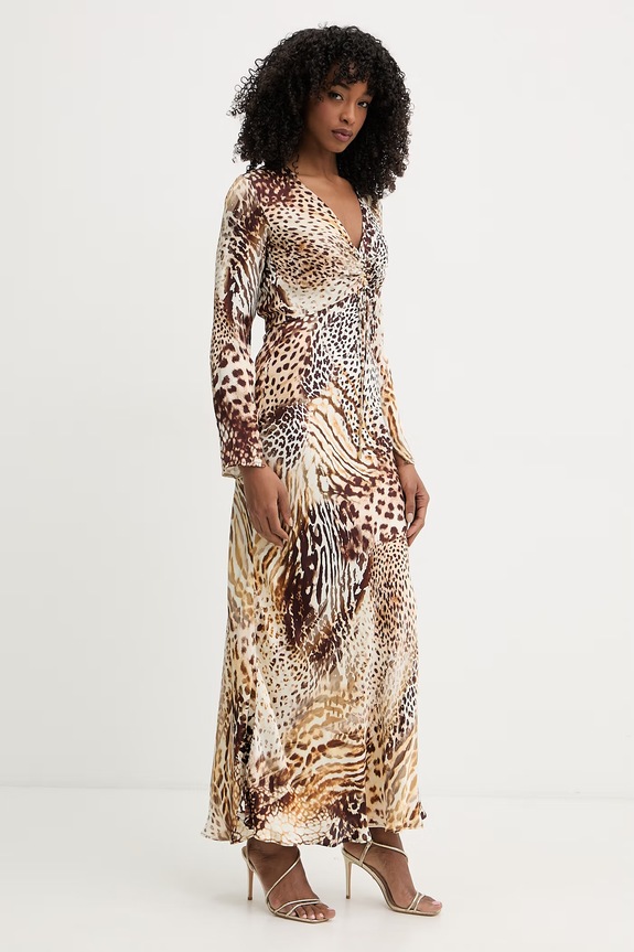 Marciano by Guess sukienka z wiskozy GWENDA G6GK12.W1780 brązowy SS26