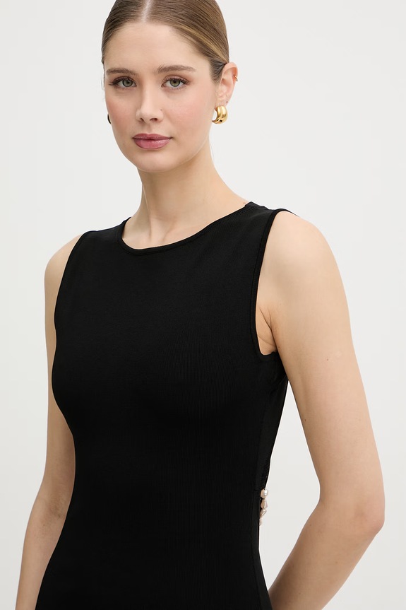 Marciano by Guess oprijeta obleka z viskozo CONCHA črna G6GK56.Z0665