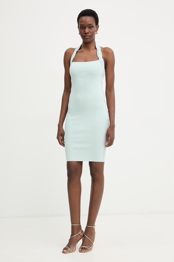 Marciano by Guess sukienka bodycon z wiskozą RANIA niebieski 6RGK26.5876Z
