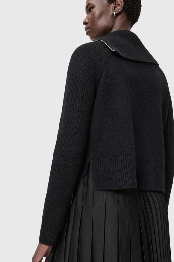 AllSaints sukienka ze sweterkiem z dodatkiem wełny W193DD czarny
