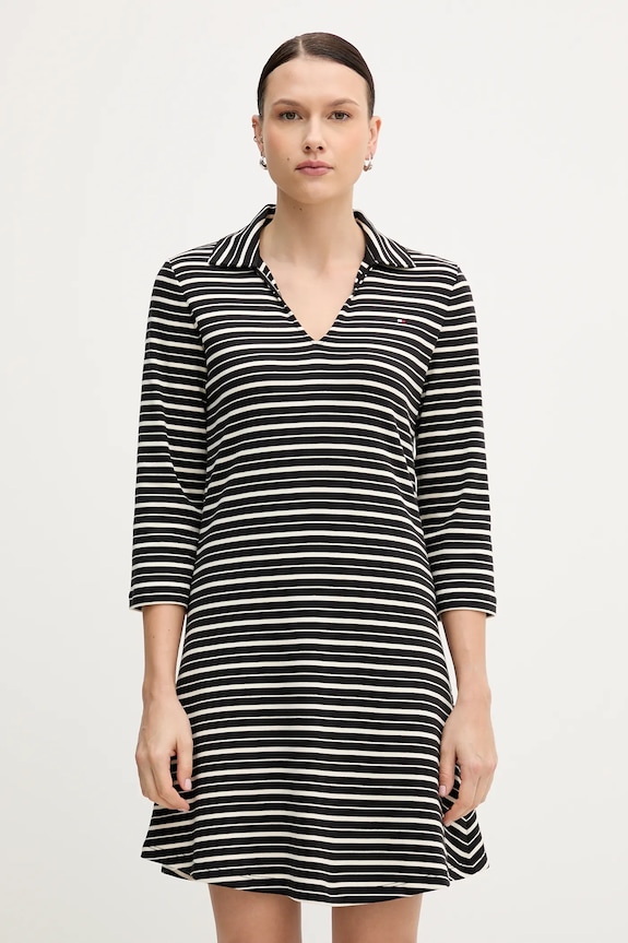 Βαμβακερό φόρεμα Tommy Hilfiger casual μαύρο WW0WW47868