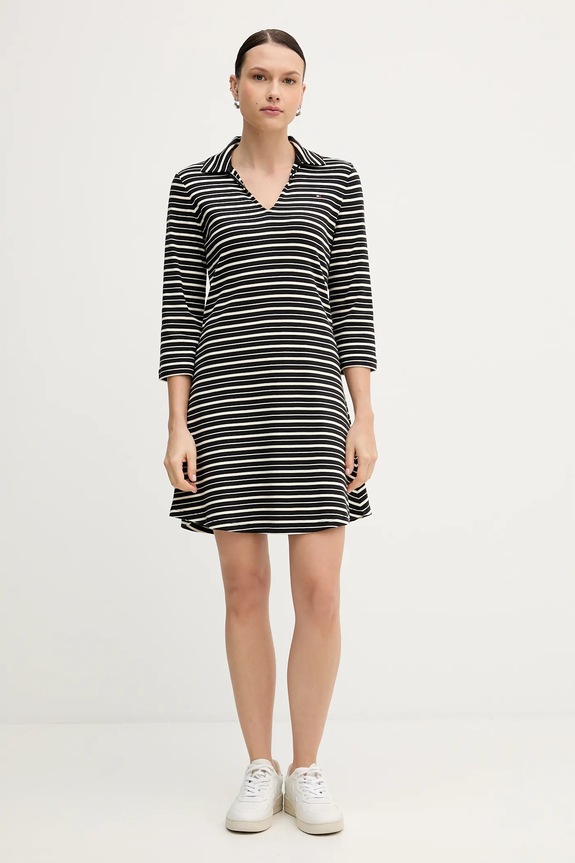 Βαμβακερό φόρεμα Tommy Hilfiger WW0WW47868 μαύρο SS26