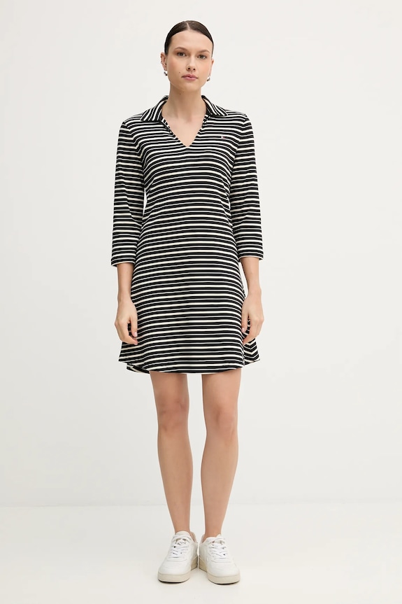Βαμβακερό φόρεμα Tommy Hilfiger WW0WW47868 μαύρο SS26