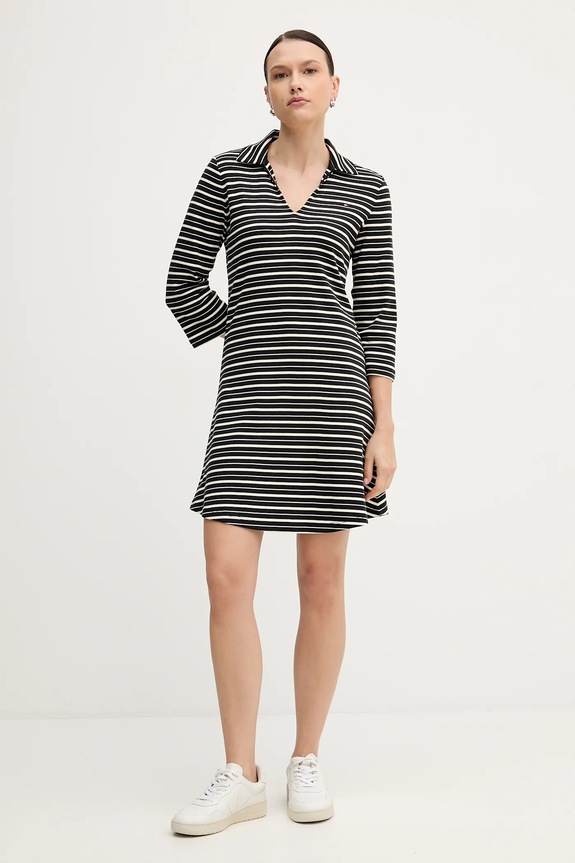 Βαμβακερό φόρεμα Tommy Hilfiger μαύρο WW0WW47868