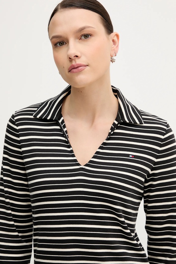 Βαμβακερό φόρεμα Tommy Hilfiger WW0WW47868 μαύρο