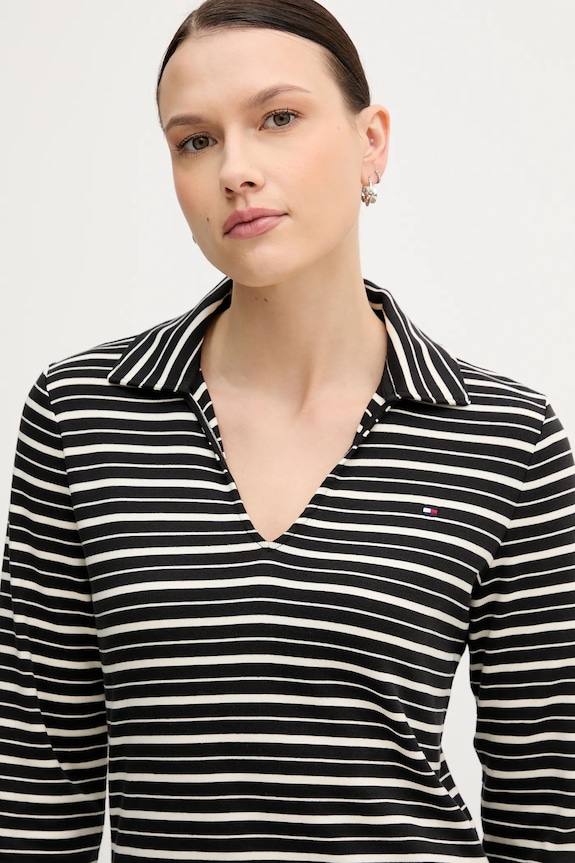 Βαμβακερό φόρεμα Tommy Hilfiger WW0WW47868 μαύρο