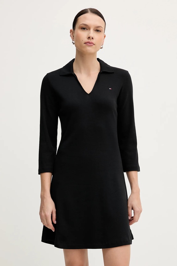 Βαμβακερό φόρεμα Tommy Hilfiger casual μαύρο WW0WW47868