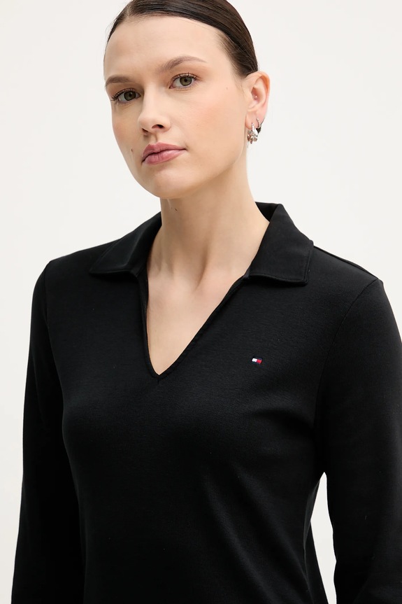 Βαμβακερό φόρεμα Tommy Hilfiger μαύρο WW0WW47868
