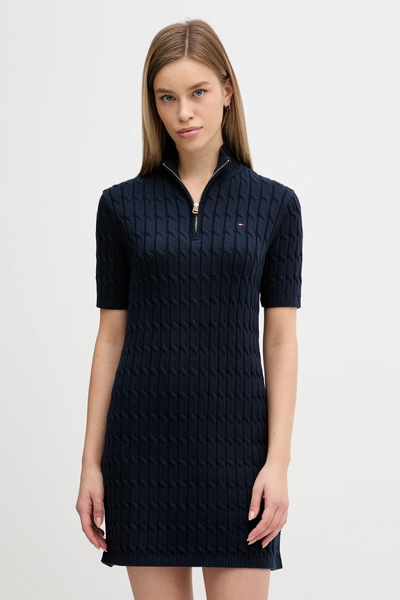Tommy Hilfiger rochie din bumbac fixat bleumarin WW0WW48444