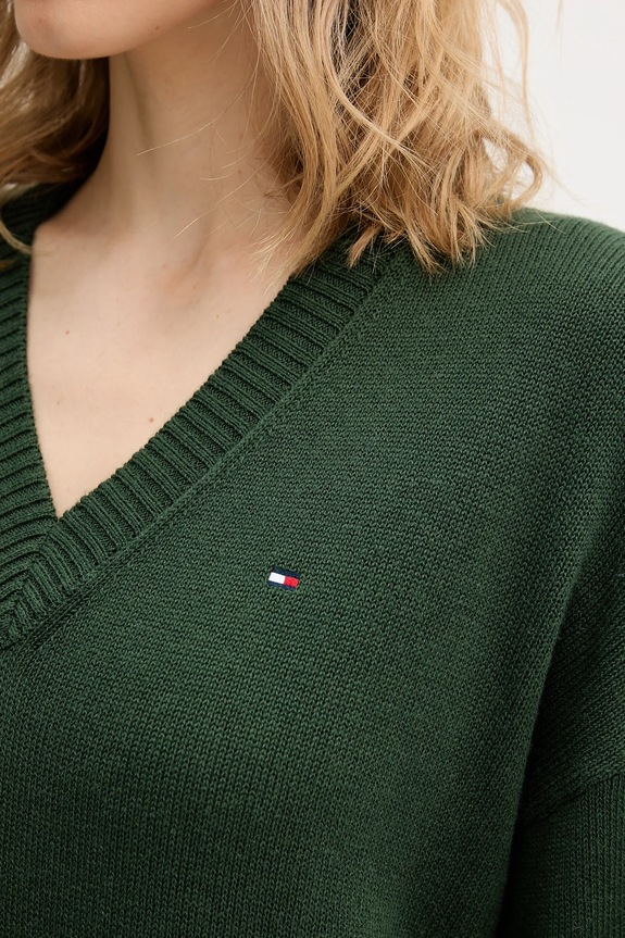 Šaty s přídavkem kašmíru Tommy Hilfiger WW0WW47664 zelená