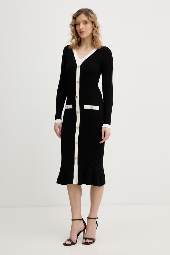 Guess sukienka LAUREL z elastanem czarny W6RK38.Z3HP2