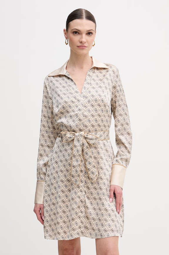 Haljina Guess BLERTA casual bež W6RK90.WF1T2