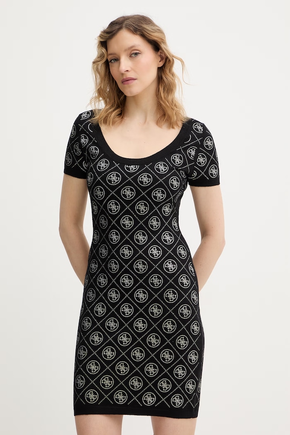 Рокля с вълна Guess 4G трикотаж черен W6RK92.Z3JD2